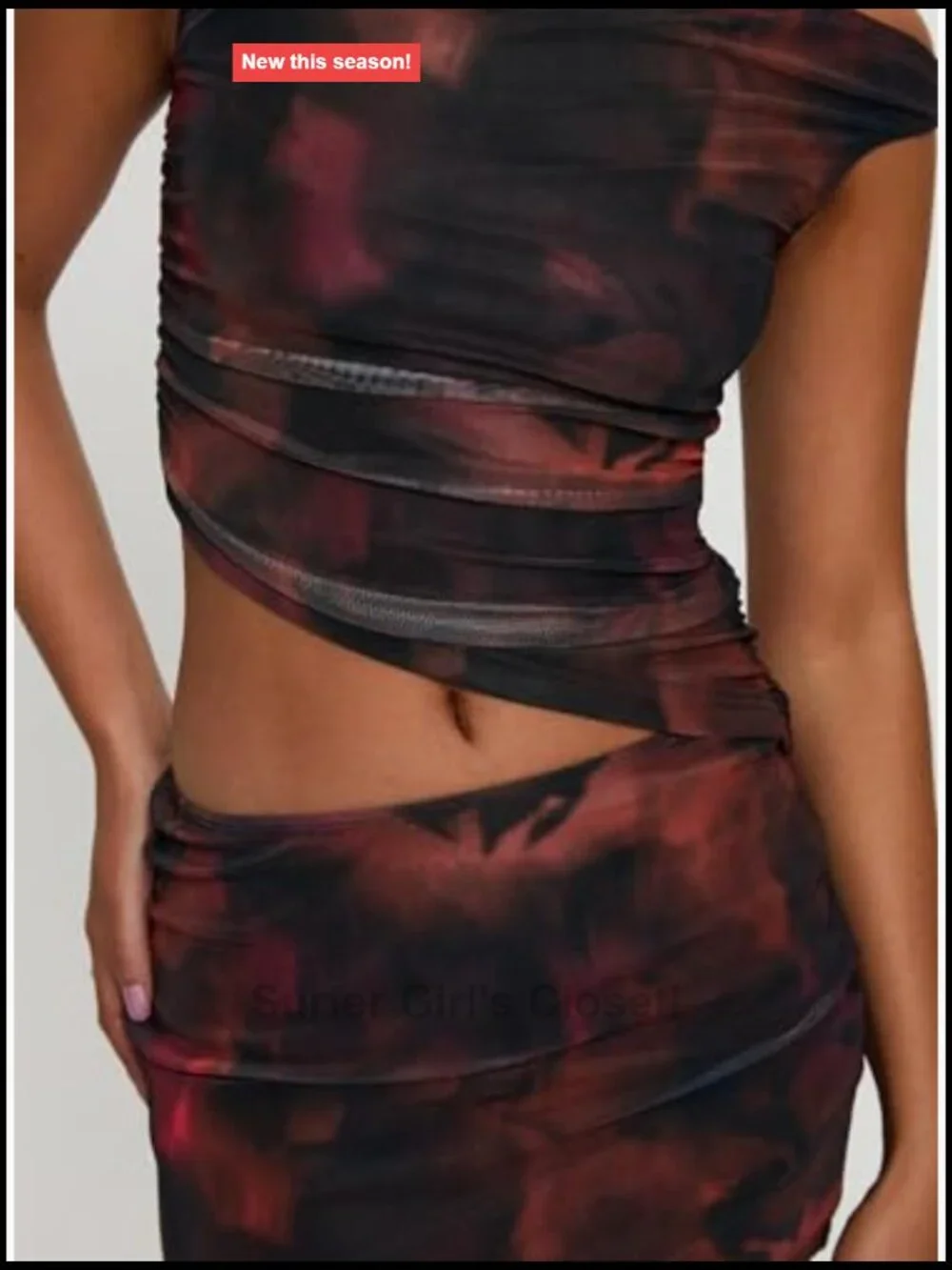Matching Skirt Set with Good Stretch Fully Lined One Shoulder